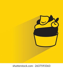 ice cream up icon with shadow on yellow background