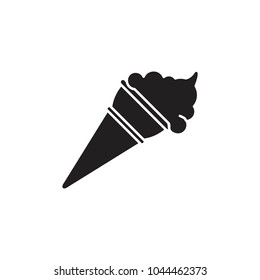Ice cream icon. Silhouette illustration of Ice cream in cone vector icon for web and advertising