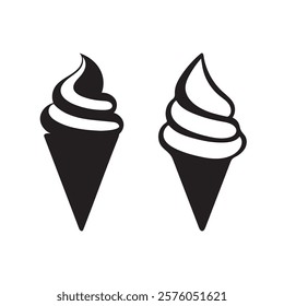 Ice cream icon silhouette vector on white background