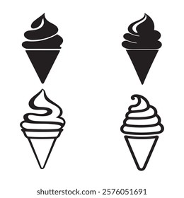 Ice cream icon silhouette vector on white background