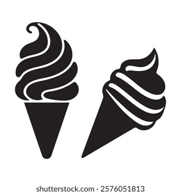 Ice cream icon silhouette vector on white background