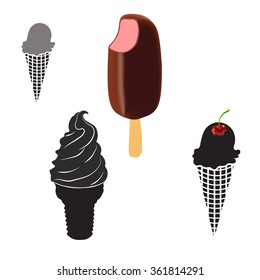 Ice cream icon. Simple black vector symbol. Logo for web. Image for business.