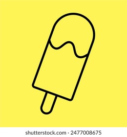 ice cream icon simple, line vector isolated on yellow background. trendy and modern design