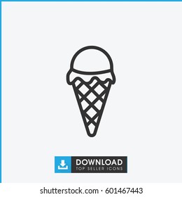 ice cream icon. simple outline ice cream vector icon. on white background.