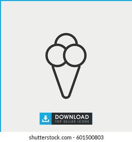 ice cream icon. simple outline ice cream vector icon. on white background.