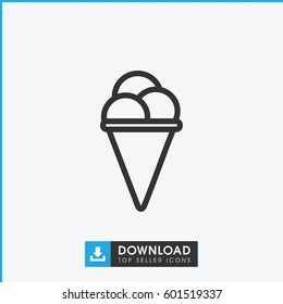 ice cream icon. simple outline ice cream vector icon. on white background.
