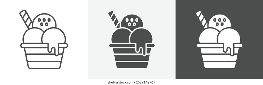 ice cream icon Simple thin line logo art