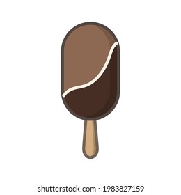 Icono crema de helado diseño de logotipo de contorno plano vectorial simple. Helado de helado de chocolate colorido helado de helado de helado de helado de gelato en un palo. Ilustración vectorial. Ilustración dibujada a mano por el vector