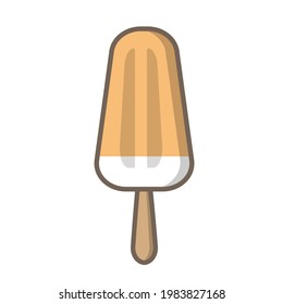 Icono crema de helado diseño de logotipo de contorno plano vectorial simple. Helado de banana de leche de vainilla blanca y amarilla. Ilustración vectorial. Ilustración dibujada a mano por el vector