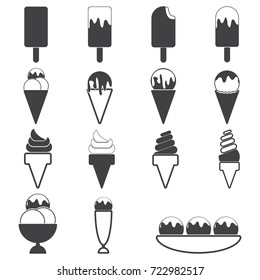 ice cream icon, soft cream, sundae, cone, banana sprit.