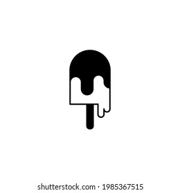 Ice cream icon in solid black flat shape glyph icon, isolated on white background 