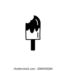 Ice cream icon in solid black flat shape glyph icon, isolated on white background 