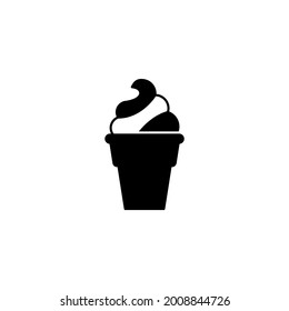 Ice cream icon in solid black flat shape glyph icon, isolated on white background 