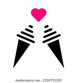 ice cream icon solid black pink style valentine illustration vector element and symbol perfect. Icon sign from modern collection for web.