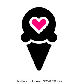 ice cream icon solid black pink style valentine illustration vector element and symbol perfect. Icon sign from modern collection for web.