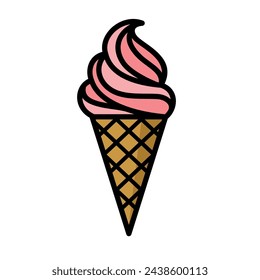 Ice cream icon. Symbol of dessert, cold or sweet. Ice cream in a waffle cup.