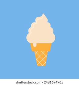 Ice cream icon. Symbol of dessert, cold or sweet. Ice cream in a waffle cup.