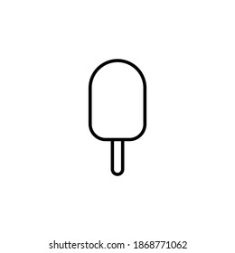  ice cream icon symbol in flat black line style, isolated on white background