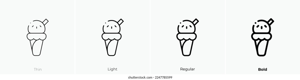 ice cream icon. Thin, Light Regular And Bold style design isolated on white background