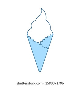 Ice Cream Icon. Thin Line With Blue Fill Design. Vector Illustration.