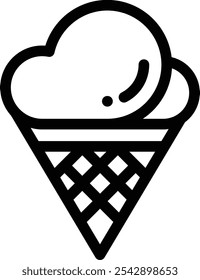 Eiscreme-Symbol. Design mit dünnen linearen Stilen einzeln auf weißem Hintergrund