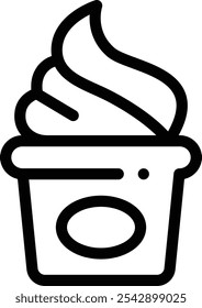 Icono de helado. Diseño De Estilo Lineal Delgado Aislado Sobre Fondo Blanco
