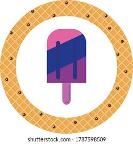 ice cream icon or three flavors ice cream popsicle. white background with yellow texture