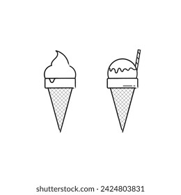 ice cream icon with two different types. ice cream icon with ice cream cone.