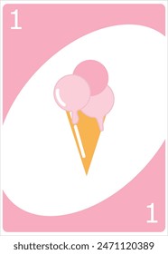 ice cream icon with uno card frame suit for Coloring Page Illustration , simple, Flat Design Illustration