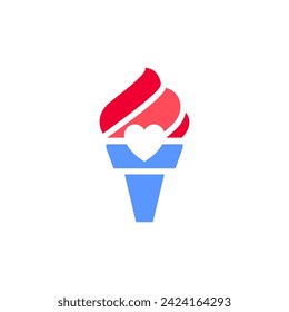 ice cream icon or Valentine's day symbol, holiday sign designed for celebration, vector trendy modern style.