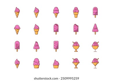 ice cream icon. ice cream vector. collection of ice cream icons vanilla, strawberry, chocolate