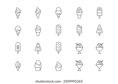 ice cream icon. ice cream vector. collection of ice cream icons vanilla, strawberry, chocolate