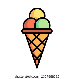 Icono de helado. Ilustración vectorial del símbolo de la cuchara de helados. El concepto de postre dulce. Símbolo de helado para el diseño de sitios web, aislado en fondo blanco.
