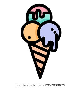 Ice cream icon. Vector illustration of ice cream scoop symbol. Sweet dessert concept. Icecream symbol for web site design, isolated on white background.