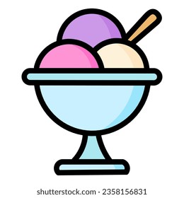 Ice cream icon. Vector illustration of ice cream scoop symbol. Sweet dessert concept. Icecream symbol for web site design, isolated on white background