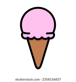 Icono de helado. Ilustración vectorial del símbolo de la cuchara de helados. El concepto de postre dulce. Símbolo de helado para el diseño del sitio web, aislado en fondo blanco