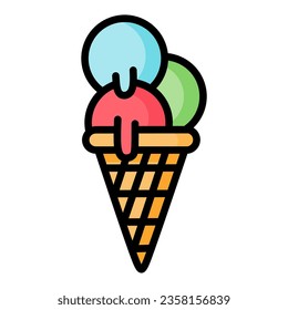Ice cream icon. Vector illustration of ice cream scoop symbol. Sweet dessert concept. Icecream symbol for web site design, isolated on white background