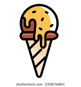 Ice cream icon. Vector illustration of ice cream scoop symbol. Sweet dessert concept. Icecream symbol for web site design, isolated on white background