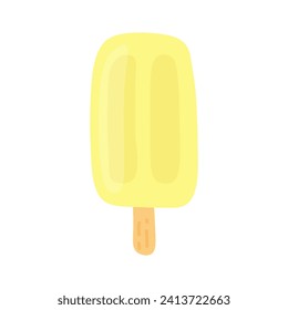 Ice crema ilustración vectorial aislada en fondo blanco. Dibujo simple de diseño plano de la paleta amarilla.