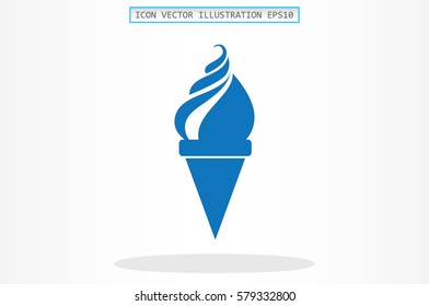 ice cream icon vector illustration eps10. Isolated badge flat design for website or app - stock graphics.