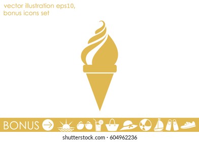 ice cream icon vector illustration eps10. Isolated badge flat design for website or app - stock graphics