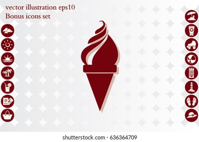 ice cream icon vector illustration eps10. Isolated badge flat design for website or app - stock graphics