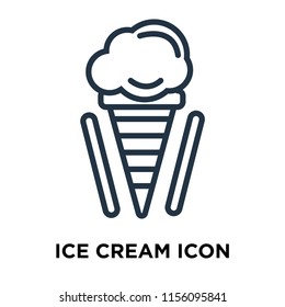 Ice cream icon vector isolated on white background, Ice cream transparent sign , thin symbols or lined elements in outline style