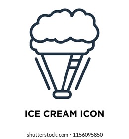 Ice cream icon vector isolated on white background, Ice cream transparent sign , thin symbols or lined elements in outline style