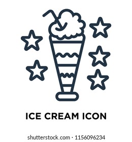 Ice cream icon vector isolated on white background, Ice cream transparent sign , thin symbols or lined elements in outline style