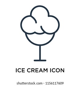 Ice cream icon vector isolated on white background, Ice cream transparent sign , thin pictogram or outline symbol design in linear style