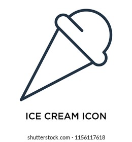 Ice cream icon vector isolated on white background, Ice cream transparent sign , thin pictogram or outline symbol design in linear style