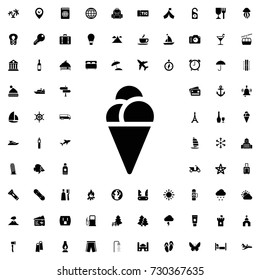 Ice cream icon vector isolated on white background. set of filled tourism icons.