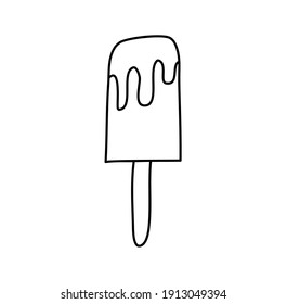 Eiscreme-Symbol, Vektorgrafik. Line Süßes Lebensmittelsymbol einzeln. Trendy flach umrissenes Schild Design. Dünne lineare Eiscreme-Grafik-Piktogramm für Web-Site, mobile App. Logo-Illustration.