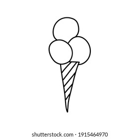 Ice cream icon vector. Line sweet food symbol isolated. Trendy flat outline sign design. Thin linear icecream graphic pictogram for web site, mobile app. Logo illustration.